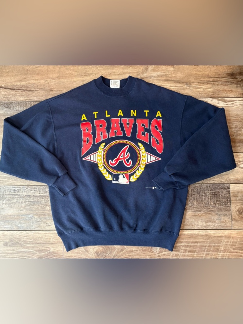 Vintage Atlanta Braves Crewneck Blue 1993 Sz XL Team Hanes